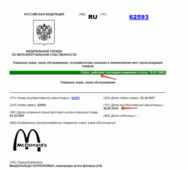 Зарегистрированная торговая марка McDonald's.